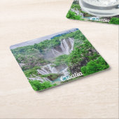 プリトヴィツレイクウォーターフォールドスクエア紙コースター スクエアペーパーコースター (アングル)