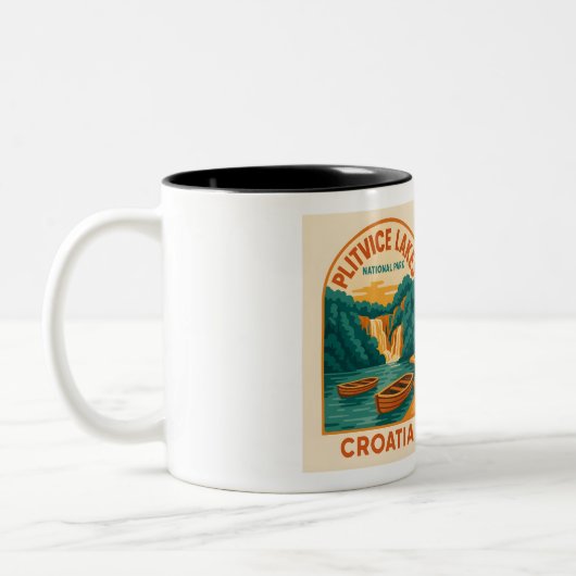 プリトヴィツレイククロアチアの風光明媚なマグカップ – 自然 ツートーンマグカップ (左)