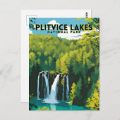 プリトヴィツレイクス国立公園ヴィンテージ旅行ポスター ポストカード (正面/裏面)
