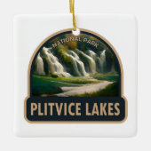 プリトヴィツレイクズナショナルパーククロアチアワーターカラー セラミックオーナメント (正面)