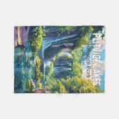 プリトヴィツレイクズナショナルパーククロアチア旅行アート フリースブランケット (正面(横))