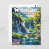 プリトヴィツレイクズナショナルパーククロアチア旅行アート ポストカード (正面/裏面)