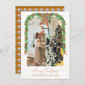 プリドオレンジボウガーランドフォトクリスマス シーズンカード (正面/裏面)