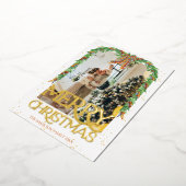 プリドオレンジボウフォトゴールドフォイルメリークリスマス 箔招待状 (回転した状態)