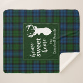 プリドパーソナライズされたクランキャンベル軍隊タータンチェック シェルパブランケット (正面(横))