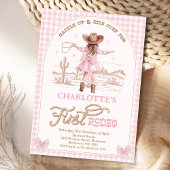 プリドピンク弓ガールズファーストRodeo 1st誕生日 招待状