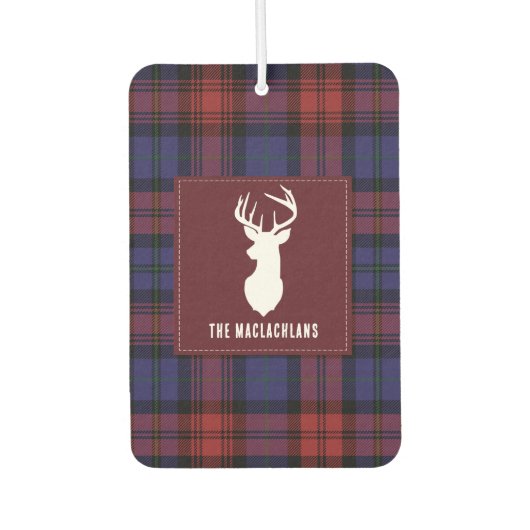 プリド素朴ブルガンディーパープルファミリーネームタータンチェック カーエアーフレッシュナー (正面)