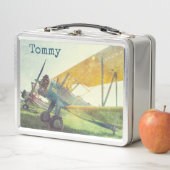 プリフライトアンティーク飛行機バイプカスタムレーン メタルランチボックス (インサイチュ)