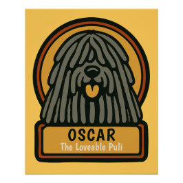 プリブラックシャギドッグカスタム文字 ポスター