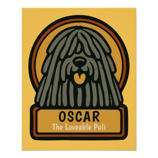 プリブラックシャギドッグカスタム文字 ポスター (正面)