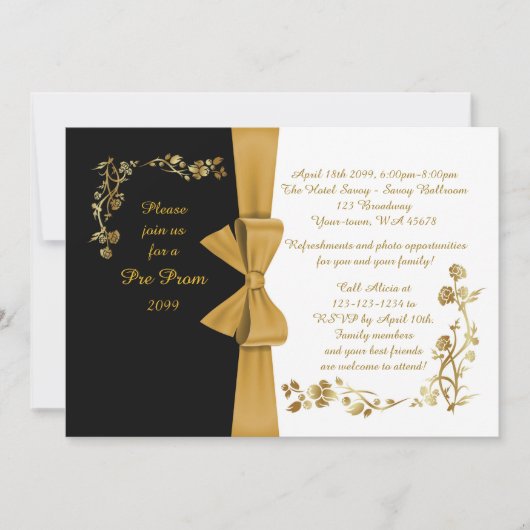 プリプロムの招待、プリプロム、キンセアニェラ、Sweet16 招待状 (正面)