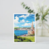 プリマウスイングランドヴィンテージトラベルイラストレーション ポストカード (スタンド正面)