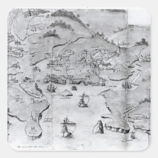 プリマスの地図， c.1539 スクエアシール (正面)