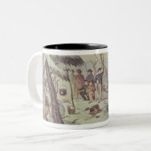 プリマスの巡礼者の着陸 ツートーンマグカップ (正面左)