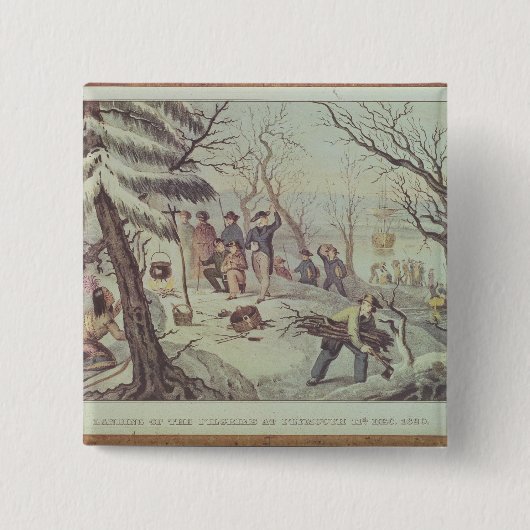 プリマスの巡礼者の着陸 缶バッジ (正面)