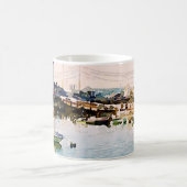 プリマスのMAの水辺地帯の景色の水彩画のマグ コーヒーマグカップ (中央)