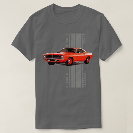 プリマスクラシックバラクーダAmerican Muscle s Vinta Tシャツ (デザイン正面)