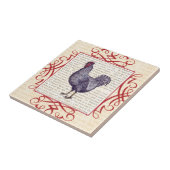 プリマスロックのオンドリのヴィンテージの養鶏場 タイル (側面)