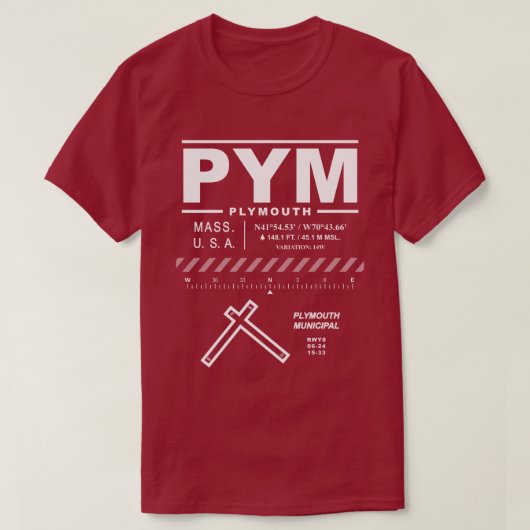 プリマス市営空港 PYM Tシャツ (デザイン正面)