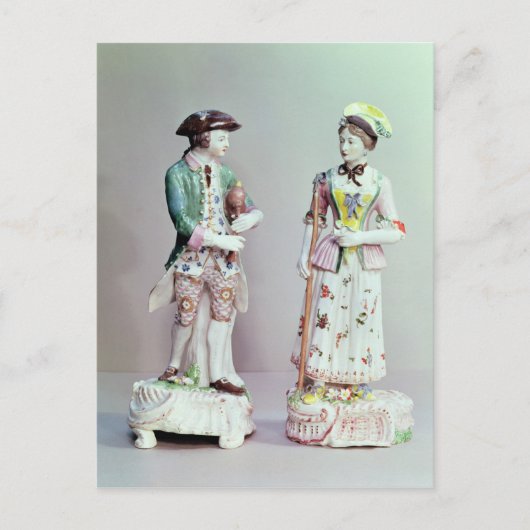 プリマス磁器の羊飼いと羊飼い女性 ポストカード (正面)