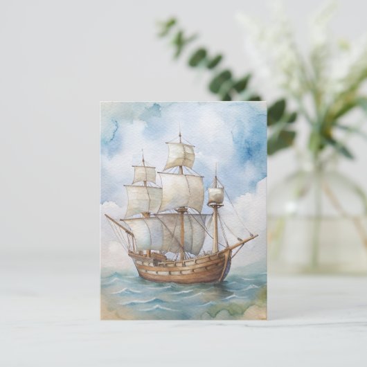 プリマス絵を描ツメイフラワーシップ ポストカード (スタンド正面)