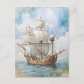 プリマス絵を描ツメイフラワーシップ ポストカード (正面)