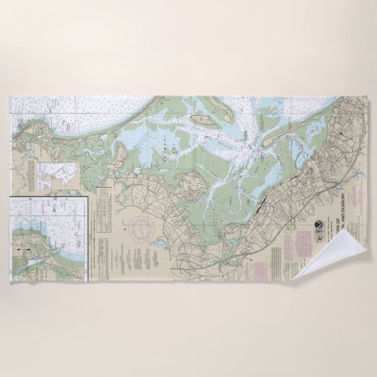 プリマス、キングストン、デュックスベリーの港 ビーチタオル (正面)