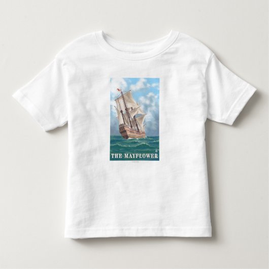 プリマス、MayflowerのMassachusettsView トドラーTシャツ (正面)