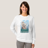 プリマス、MayflowerのMassachusettsView Tシャツ (正面フル)
