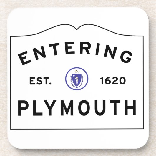 プリマスMAタウンサインへようこそ コースター (正面)