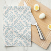 プリマダマスクパタンブルーオンクリーム キッチンタオル (四つ折り)