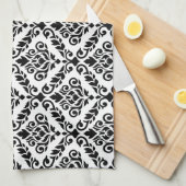 プリマダマスクパターン黒(白) キッチンタオル (四つ折り)