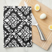 プリマダマスクビッグPTNホワイトオンブラック キッチンタオル (四つ折り)