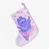 プリマバレリーナヒッポ – 名前を追加/文字 スモールクリスマスストッキング (裏面 (吊り時))