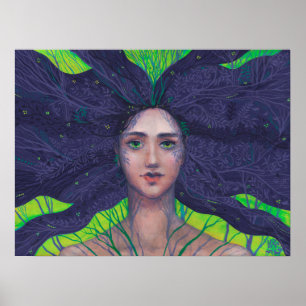 プリマヴェラ春女神ファンタジーシュレアルポートレート ポスター