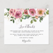 プリマ通販  ピンクの花柄 ブライダルシャワー サンクスカード 予算 (正面)