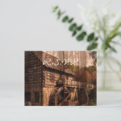 プリミティブなバーンウッドのファームハウスでの結婚式 インビテーションポストカード (スタンド正面)