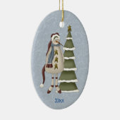 プリミティブな雪だるま セラミックオーナメント (右)