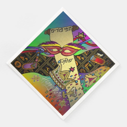 プリムエスターお祝いアートプリントペーパーナプキン (コーナー)