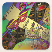 プリムエスターお祝いアートプリント スクエアペーパーコースター (正面)