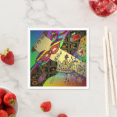 プリムエスターお祝いダークアートプリント スタンダードカクテルナプキン (インサイチュ)