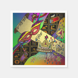 プリムエスターお祝いダークアートプリント スタンダードカクテルナプキン