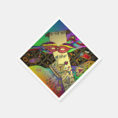 プリムエスターお祝いダークアートプリント スタンダードカクテルナプキン (角)