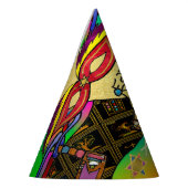 プリムエスターお祝いダークアートプリント パーティーハット (左)