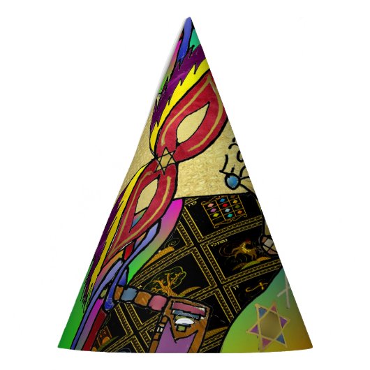 プリムエスターお祝いダークアートプリント パーティーハット (左)