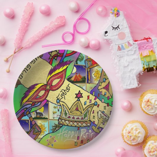 プリムエスターお祝いライトアートプリント ペーパープレート (パーティー)