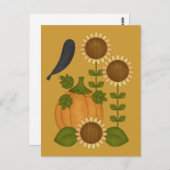 プリムオータムクロウカボチャとヒマワリ ポストカード (正面/裏面)