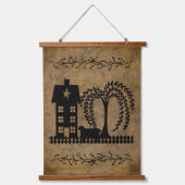 プリムサルトボックスハウスウィローツリーシープ 吊り下げ型タペストリー (正面)