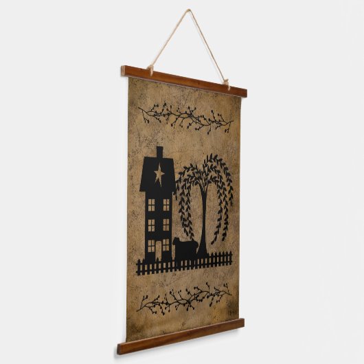 プリムサルトボックスハウスウィローツリーシープ 吊り下げ型タペストリー (傾斜あり)