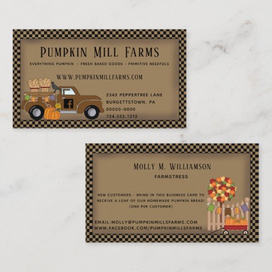 プリムパンプキンファームヴィンテージトラックカントリー 名刺 (正面/裏面)